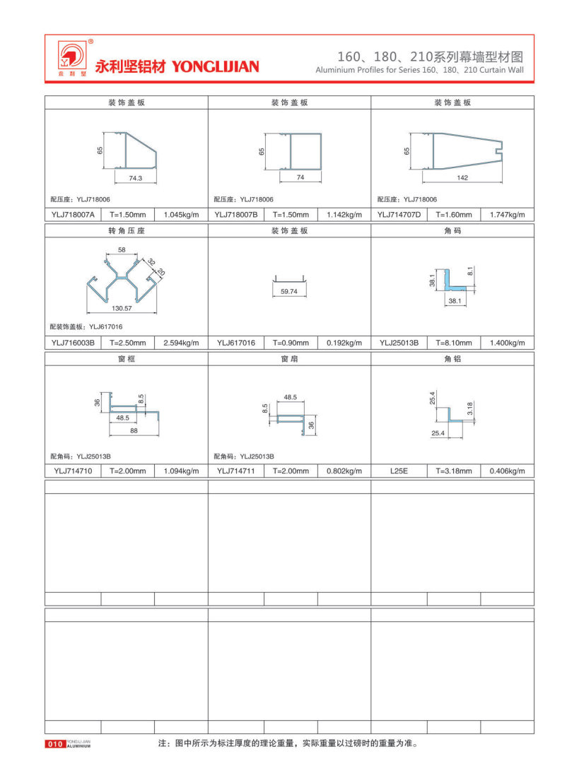 160、180、210系列明框幕墻
